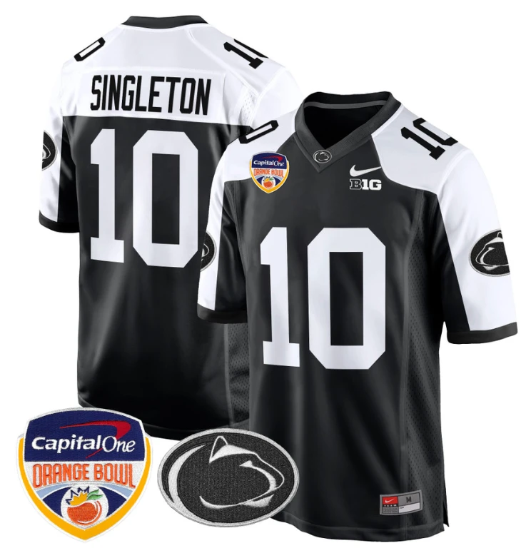 Nicholas Singleton Jersey #10 Custom Penn State Orange Bowl Patch Black Alternate by My Store