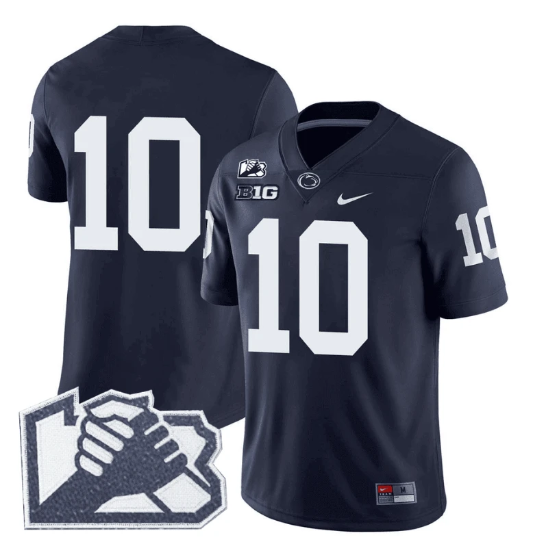 Nicholas Singleton Jersey #10 No Name Penn State Unity Patch Stitched Navy by NCAA Football Jersey