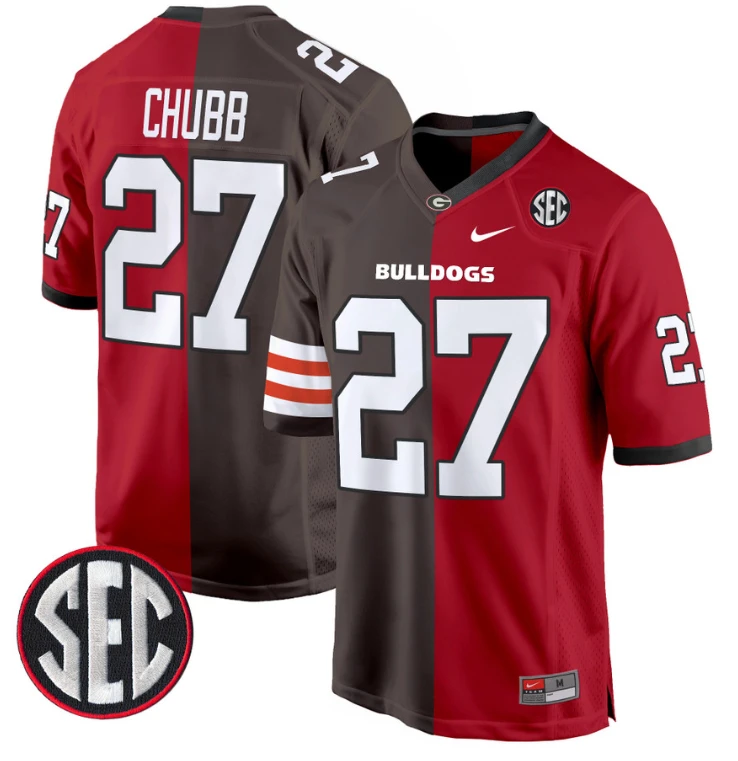 Nick Chubb Jersey #27 Georgia Bulldogs Split Football Game All Stitched by My Store