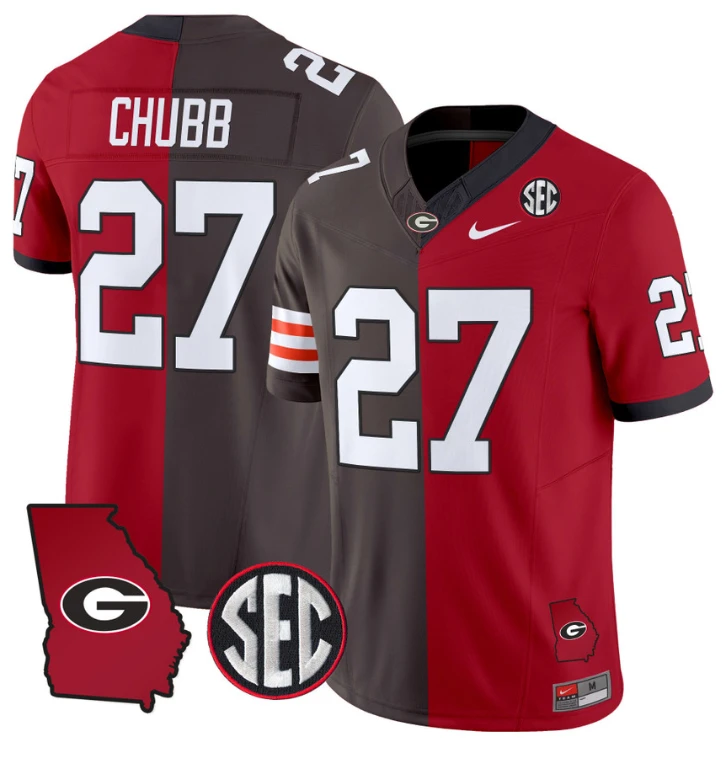 Nick Chubb Jersey #27 Georgia Bulldogs Split Vapor Limited Football Stiched by My Store