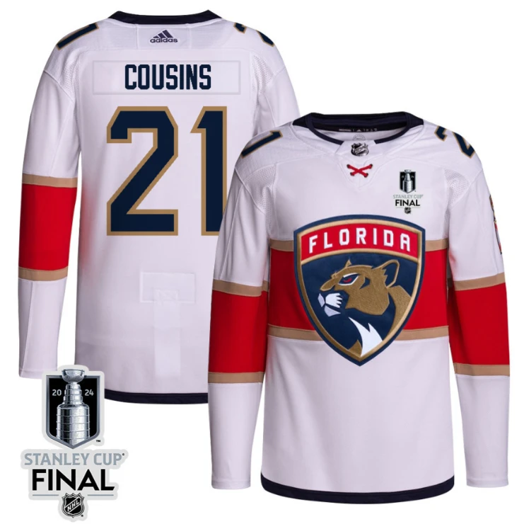 Nick Cousins 21 Florida Panthers 2024 STANLEY CUP Final Away Breakaway Jersey Men, White by Hockey David