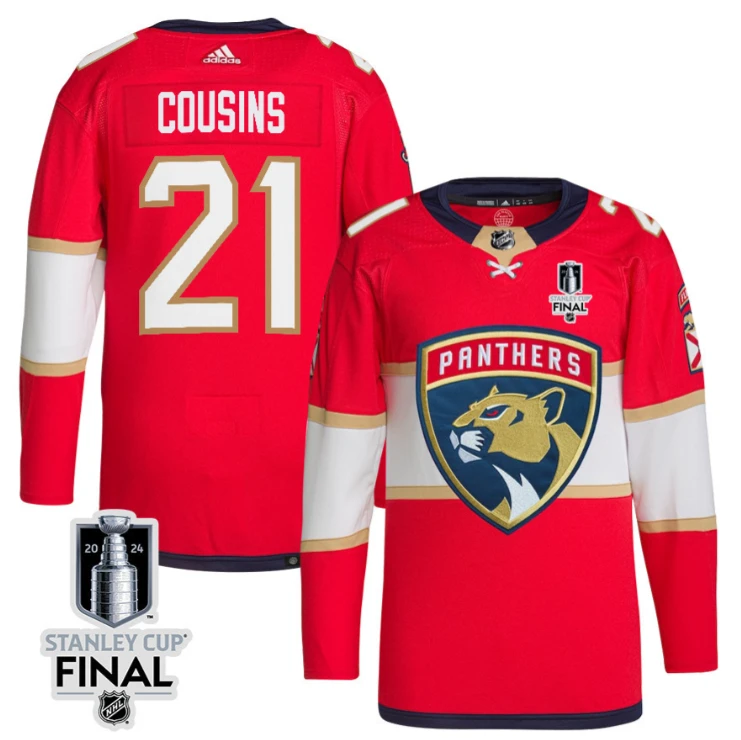 Nick Cousins 21 Florida Panthers 2024 STANLEY CUP Final Home Breakaway Jersey Men, Red by Hockey David