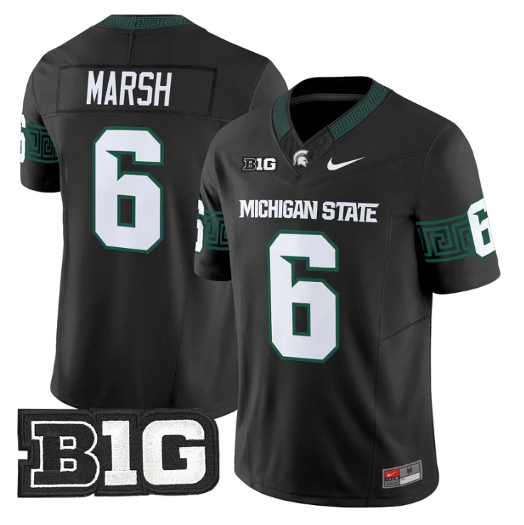 Nick Marsh Jersey #6 Michigan State Spartans 2025 Vapor Stitched Black by My Store NCAA Football Jerseys