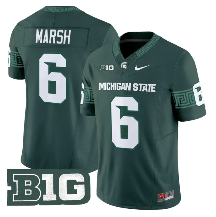Nick Marsh Jersey #6 Michigan State Spartans 2025 Vapor Stitched Green by My Store NCAA Football Jerseys