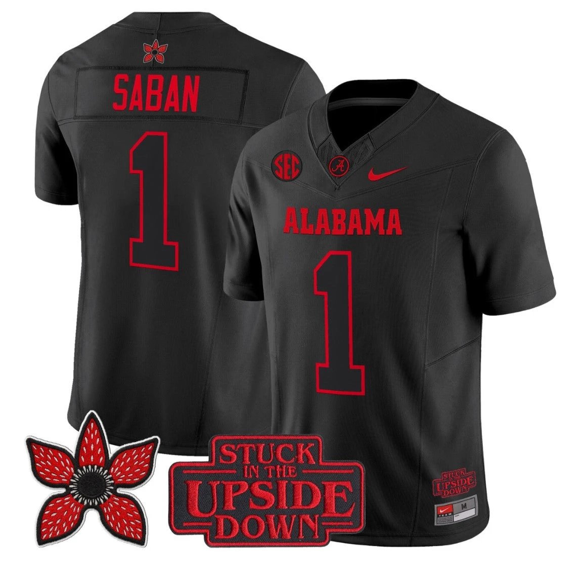 Nick Saban Jersey #1 Alabama Crimson Tide Stranger Things Edition Stitched by NCAA Football Jersey