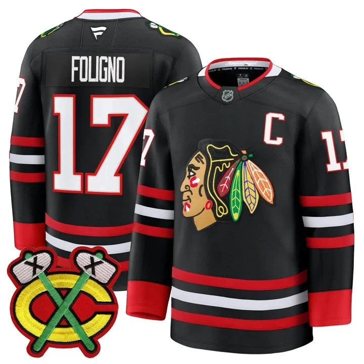 Nick Foligno Jersey #17 Chicago Blackhawks 2025-26 Premium Stitched by Hockey David
