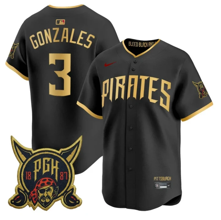 Nick Gonzales Jersey #3 Pittsburgh Pirates 2026 City Connect Stitched by My Store