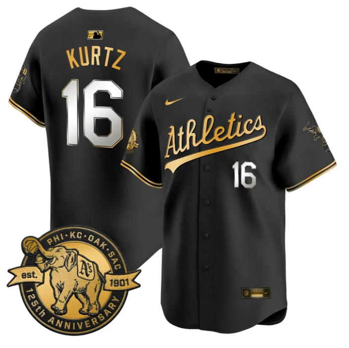 Nick Kurtz Jersey #16 Oakland Athletics 125th Anniversary Patch Stitched by My Store