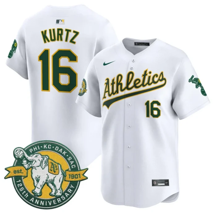 Nick Kurtz Jersey #16 Oakland Athletics 125th Anniversary Patch Stitched by My Store