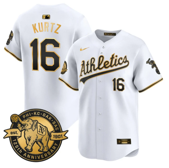Nick Kurtz Jersey #16 Oakland Athletics 125th Anniversary Patch Stitched by My Store