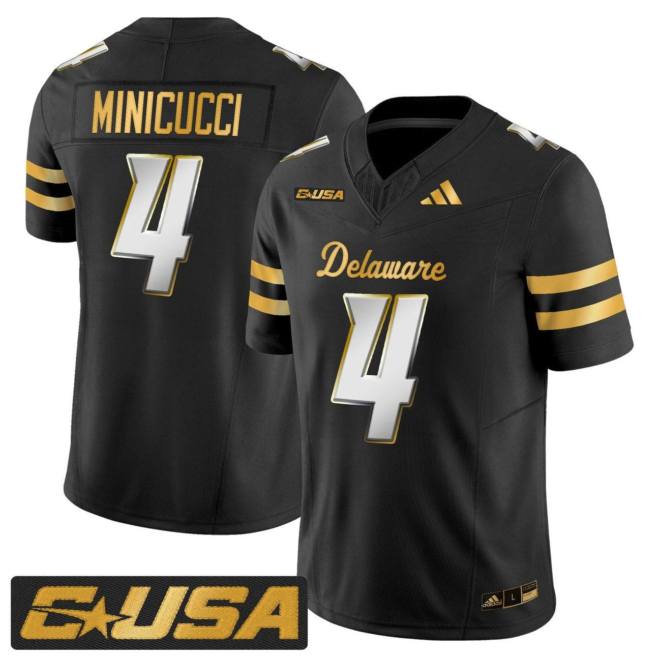 Nick Minicucci Jersey #4 Delaware Blue Hens 2025 Gold Vapor Stitched by My Store NCAA Football Jerseys
