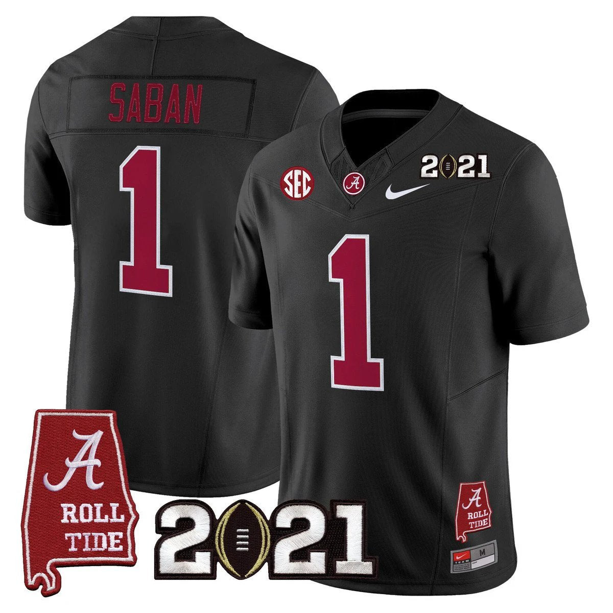 Nick Saban Jersey #1 Alabama 2021 CFP Championship Alabama Map by My Store NCAA Football Jerseys