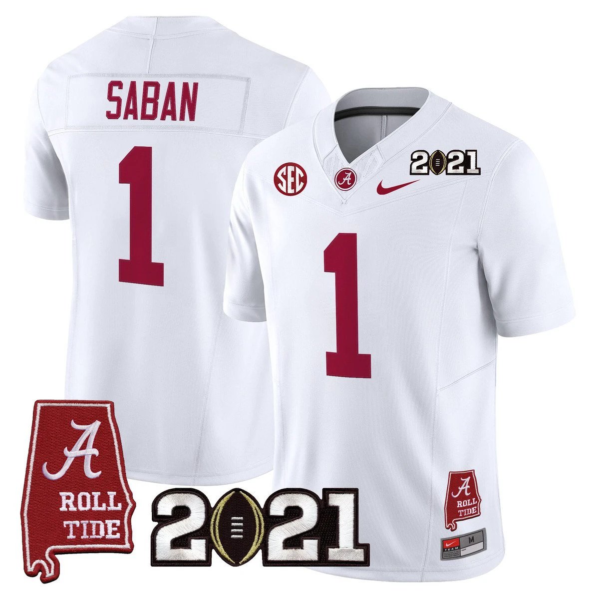 Nick Saban Jersey #1 Alabama 2021 CFP Championship Alabama Map by My Store NCAA Football Jerseys