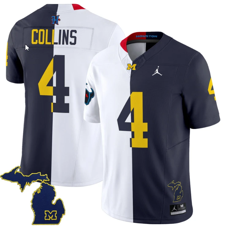 Nico Collins Jersey #4 Michigan Wolverines Split Vapor Limited Football by NCAA Football Jersey
