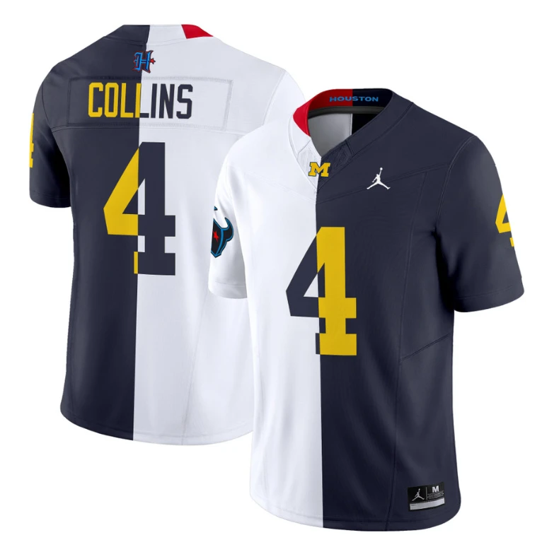 Nico Collins Jersey #4 Michigan Wolverines Split Vapor V2 All Stitched by NCAA Football Jersey