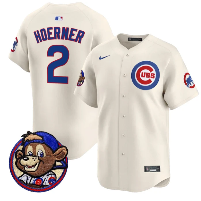 Nico Hoerner Jersey #2 Chicago Cubs Clark Patch Vapor Premier Limited Stitched Cream by My Store