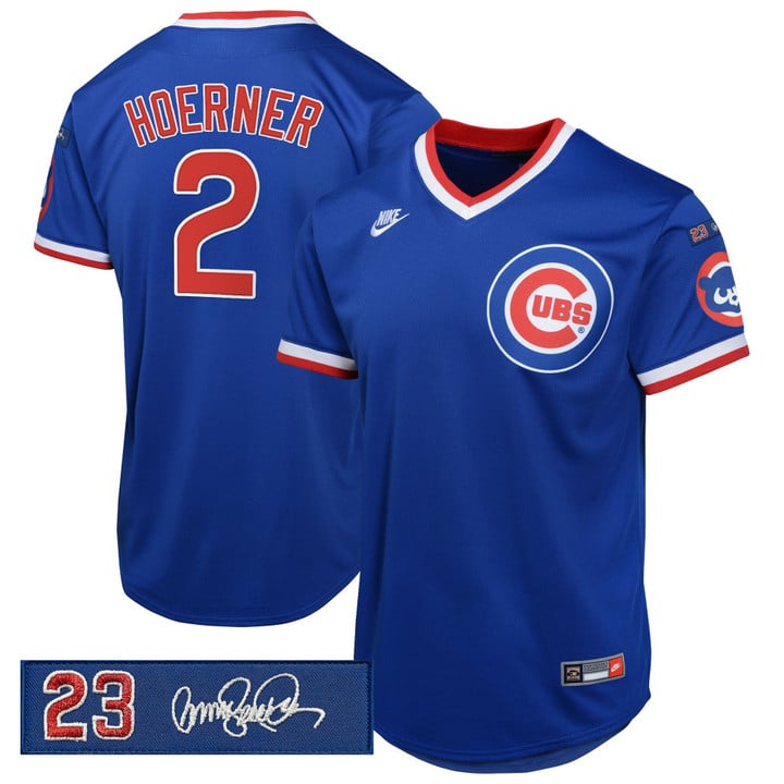 Nico Hoerner Jersey #2 Chicago Cubs Ryne Sandberg Tribute Patch Stitched Royal by Baseball Jerseys 7