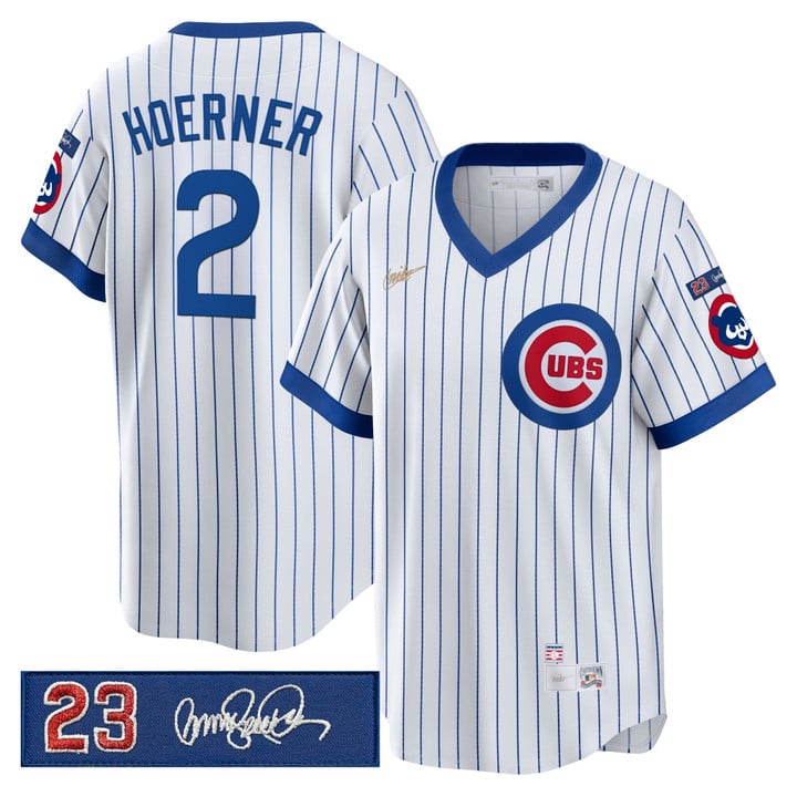 Nico Hoerner Jersey #2 Chicago Cubs Ryne Sandberg Tribute Patch Stitched Stripes by Baseball Jerseys 7