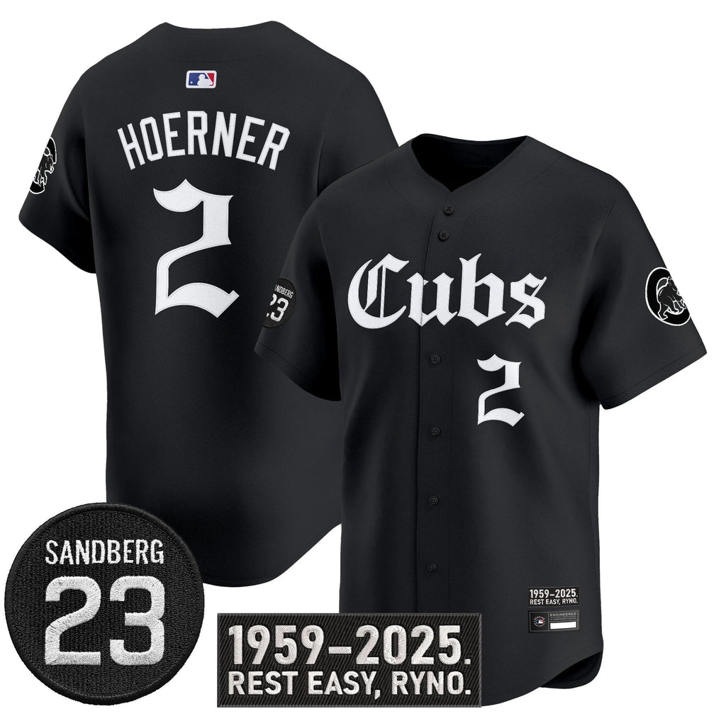 Nico Hoerner Jersey #2 Chicago Cubs Ryne Sandberg Tribute Stitched Black by My Store
