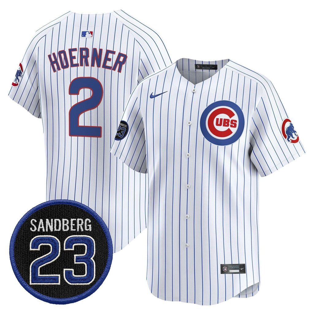 Nico Hoerner Jersey #2 Chicago Cubs Ryne Sandberg Tribute Stitched Stripes by My Store