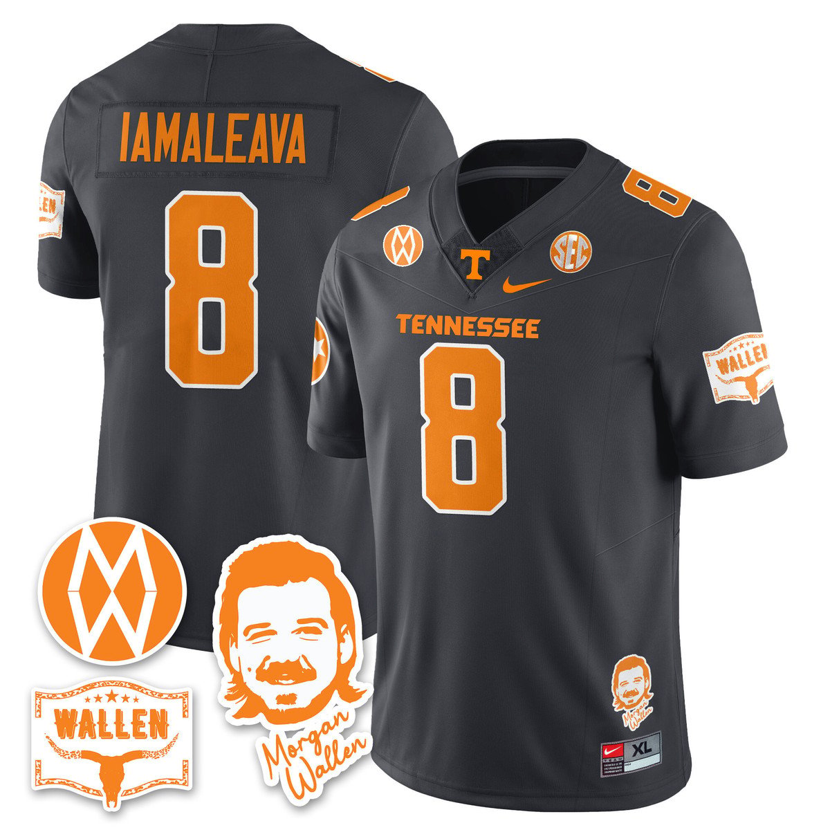 Nico Iamaleava Jersey #8 Tennessee Vols Morgan Wallen 2025 Stitched Gray by My Store