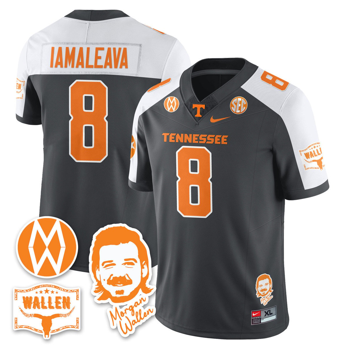 Nico Iamaleava Jersey #8 Tennessee Vols Morgan Wallen 2025 Stitched Gray Alter by My Store