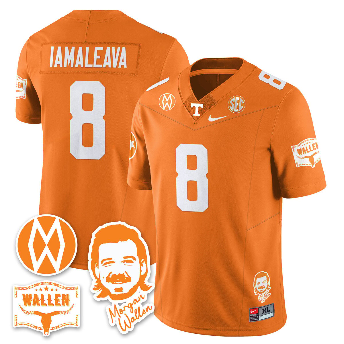 Nico Iamaleava Jersey #8 Tennessee Vols Morgan Wallen 2025 Stitched Orange by My Store