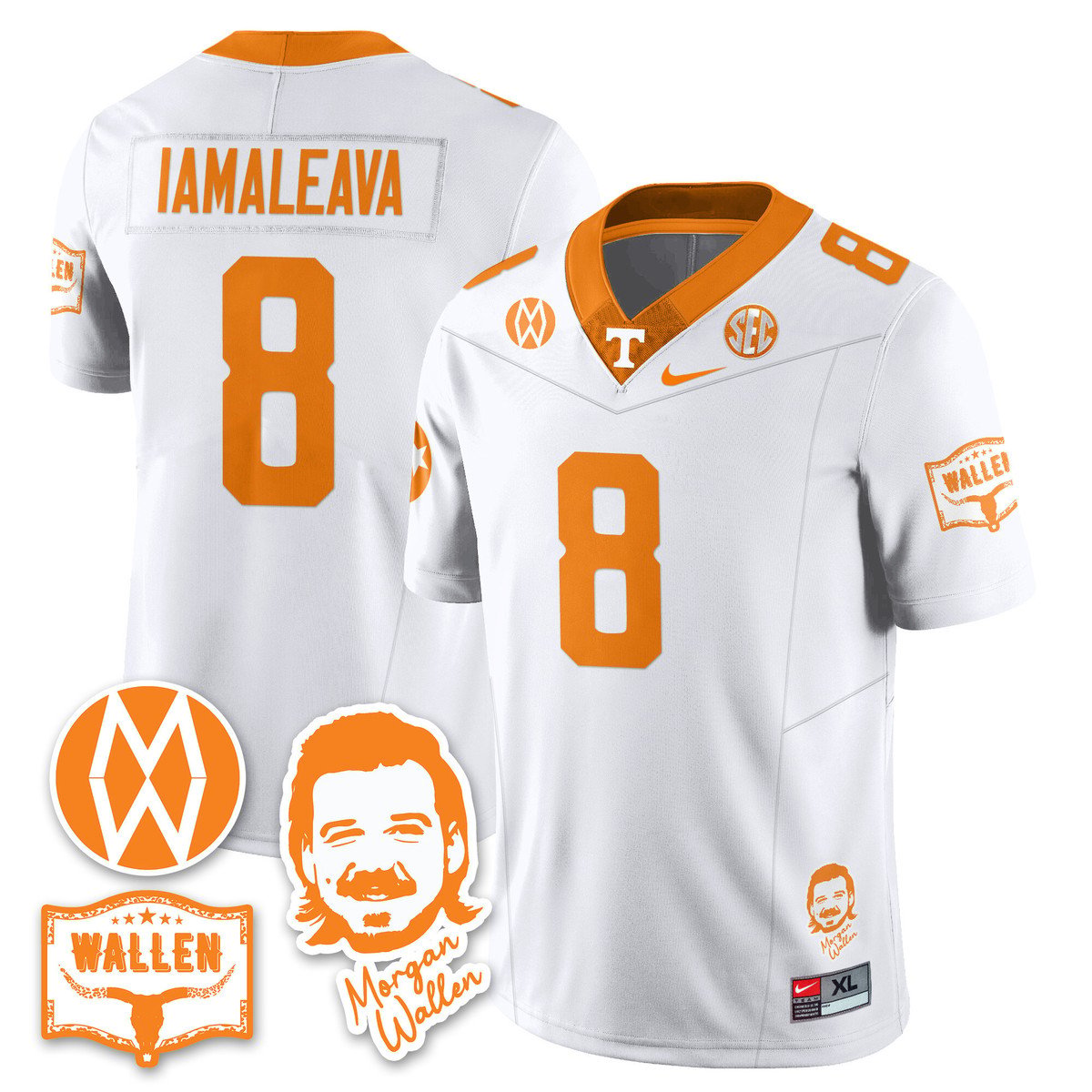 Nico Iamaleava Jersey #8 Tennessee Vols Morgan Wallen 2025 Stitched by My Store NCAA Football Jerseys