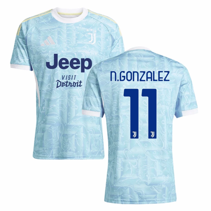 Nicolás González 11 Juventus 2025-26 Away Match Jersey – Light Blue by Soccer Jersey