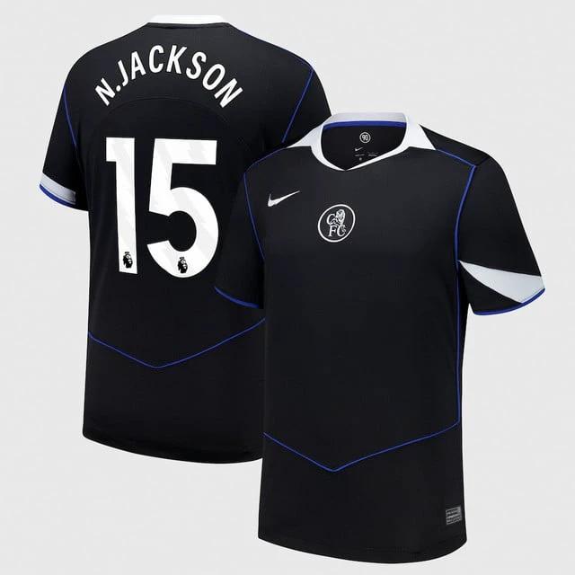 Nicolas Jackson 15 Chelsea 2025-26 Third Match Jersey – Black by Soccer Jersey
