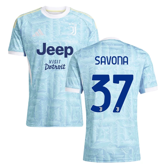 Nicolò Savona 37 Juventus 2025-26 Away Match Jersey – Light Blue by Soccer Jersey