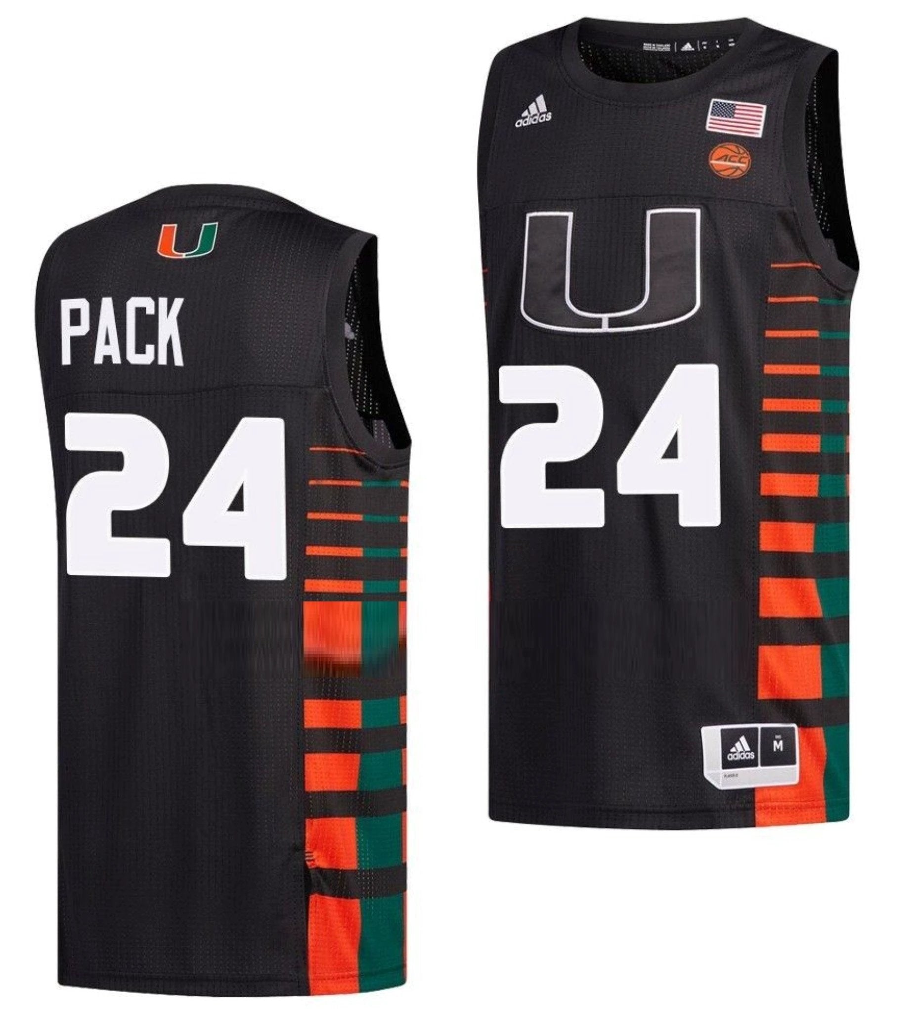 Nijel Pack Jersey Miami Hurricanes College Basketball Black #24 by My store basketball