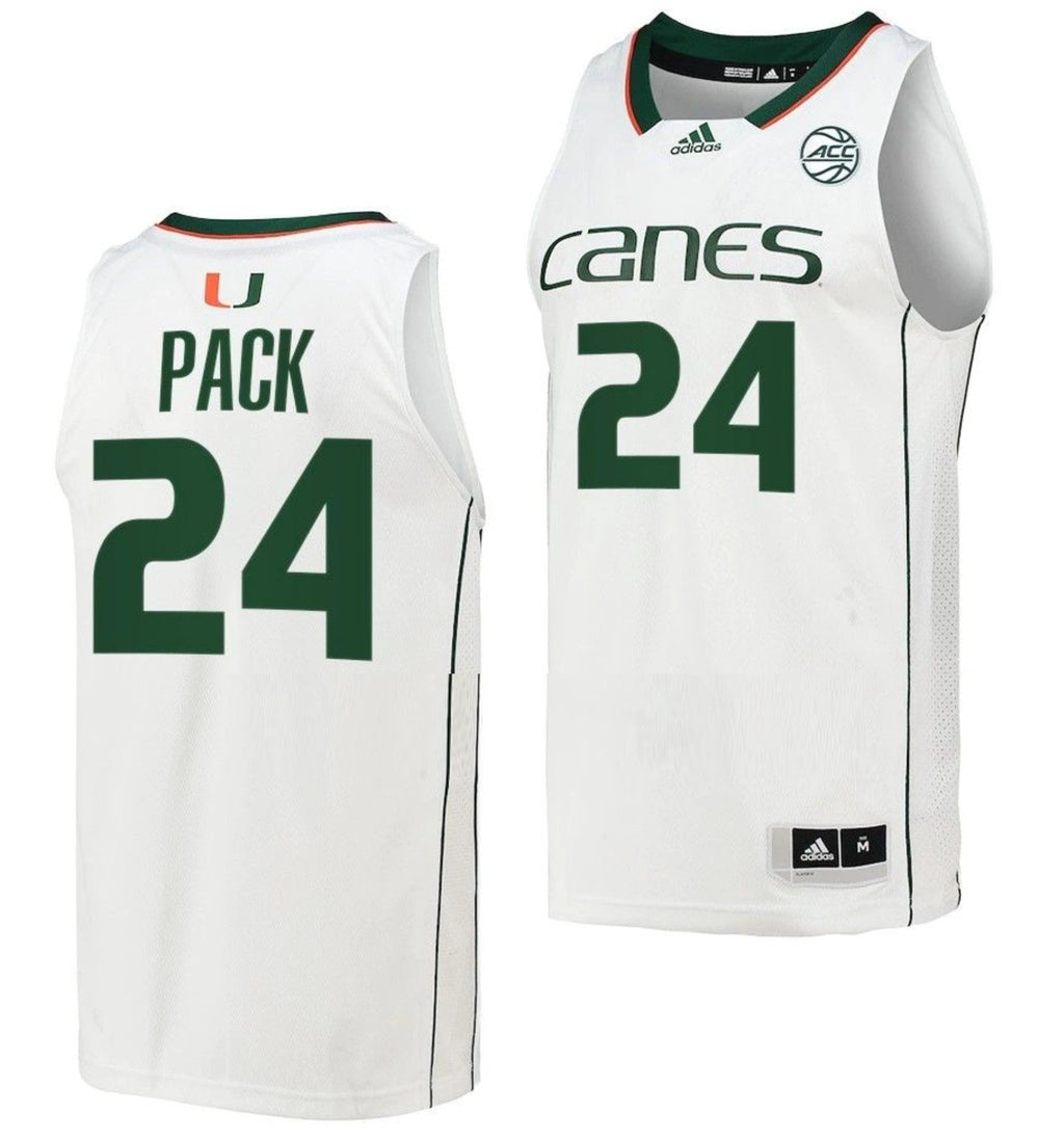 Nijel Pack Jersey Miami Hurricanes College Basketball Home White #24 by My store basketball