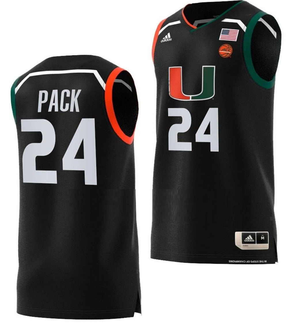 Nijel Pack Jersey Miami Hurricanes College Basketball Swingman Black #24 by My store basketball