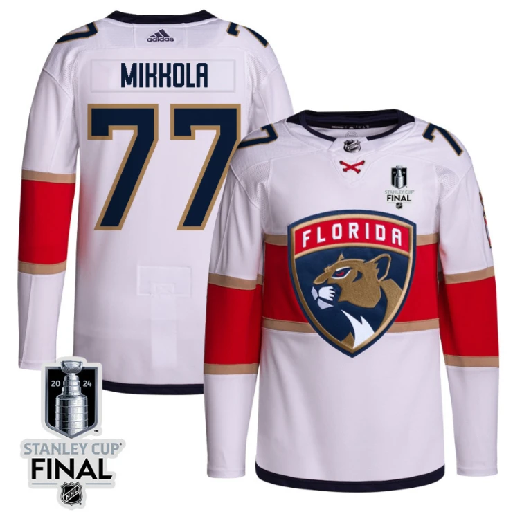 Niko Mikkola 77 Florida Panthers 2024 STANLEY CUP Final Away Breakaway Jersey Men, White by Hockey David