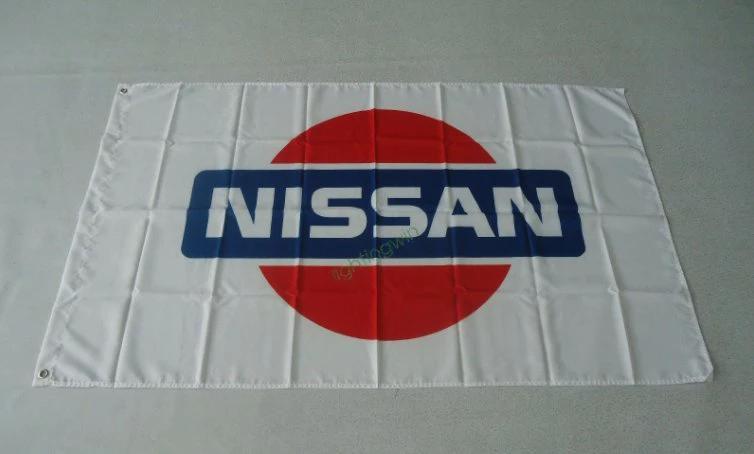 Nissan Car Flag White Red 3X5 Ft Polyester Banner USA 90x150cm by flagsjustdoit