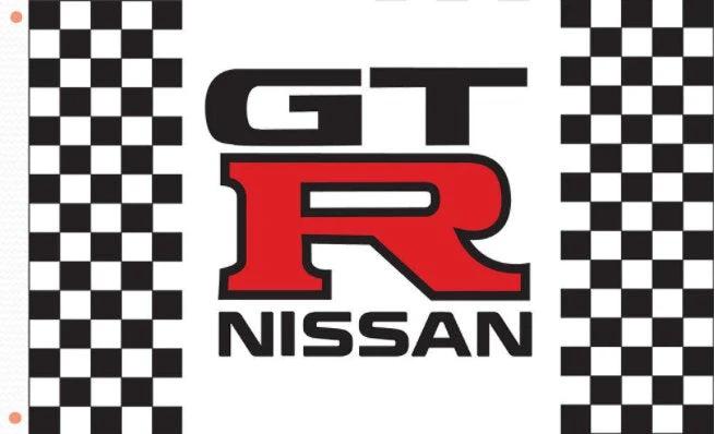 Nissan GTR Flag Black White 3X5 Ft Polyester Banner USA 90x150cm by flagsjustdoit