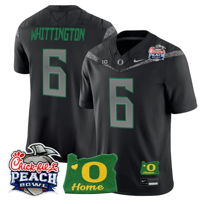 Noah Whittington Jersey #6 Oregon Ducks 2026 Peach Bowl Oregon State Black by My Store NCAA Football Jerseys