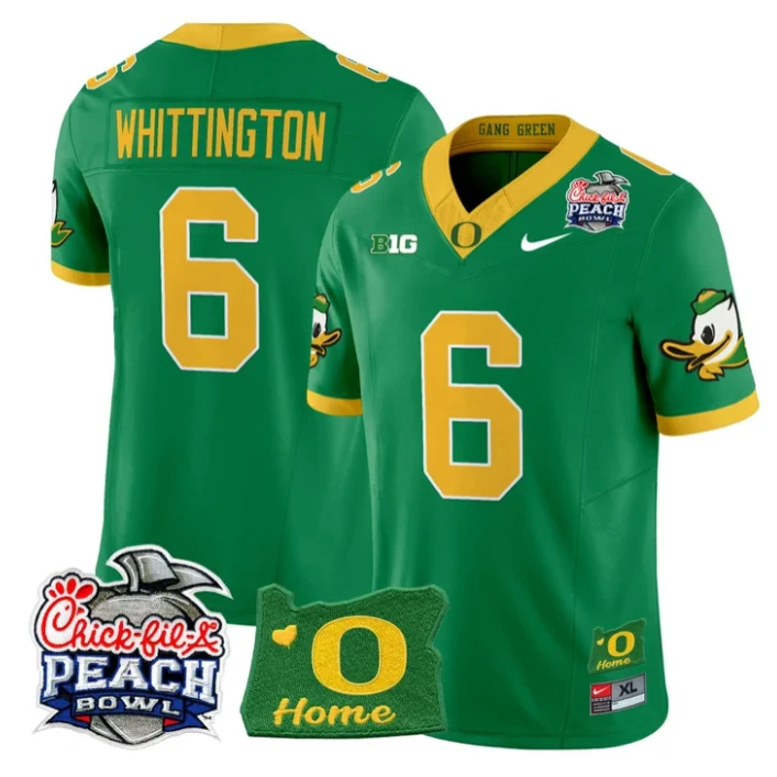 Noah Whittington Jersey #6 Oregon Ducks 2026 Peach Bowl Oregon State Green by My Store NCAA Football Jerseys