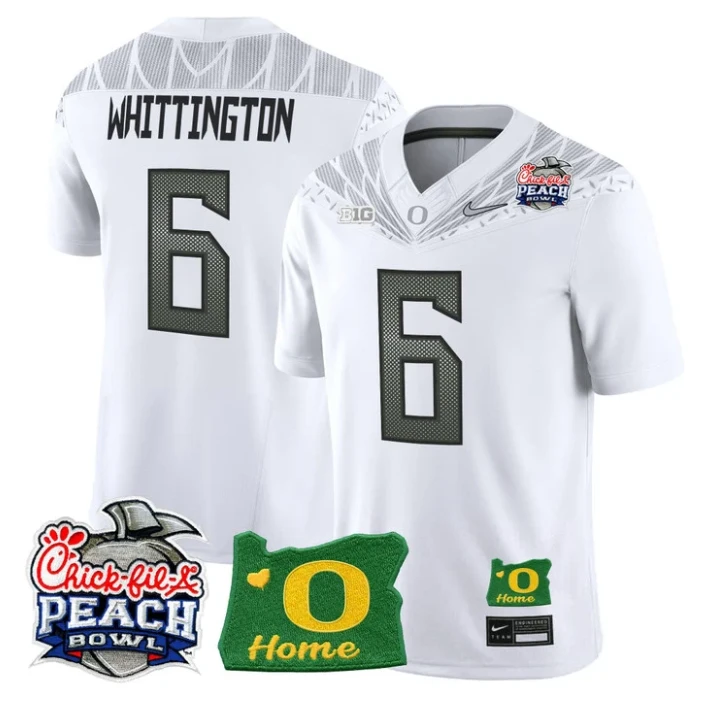 Noah Whittington Jersey #6 Oregon Ducks 2026 Peach Bowl Oregon State White by My Store NCAA Football Jerseys