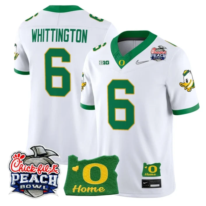 Noah Whittington Jersey #6 Oregon Ducks 2026 Peach Bowl Oregon State White Alternate by My Store NCAA Football Jerseys