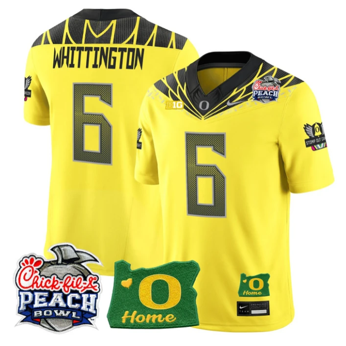 Noah Whittington Jersey #6 Oregon Ducks 2026 Peach Bowl Oregon State Yellow by My Store NCAA Football Jerseys