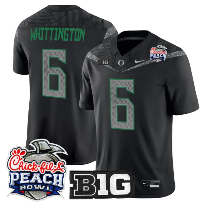 Noah Whittington Jersey #6 Oregon Ducks 2026 Peach Bowl Patch Stitched by My Store NCAA Football Jerseys