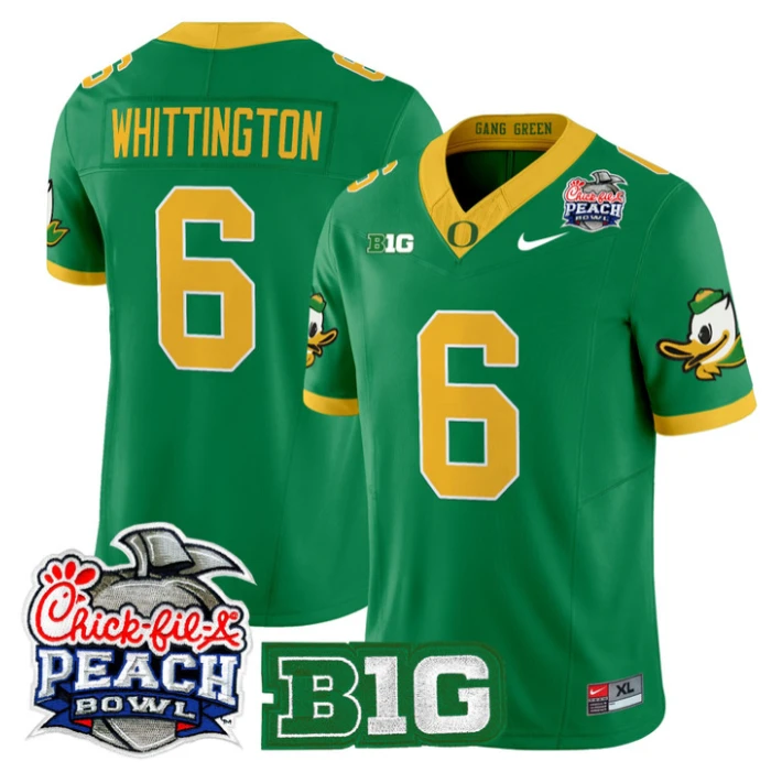 Noah Whittington Jersey #6 Oregon Ducks 2026 Peach Bowl Patch Stitched by My Store NCAA Football Jerseys