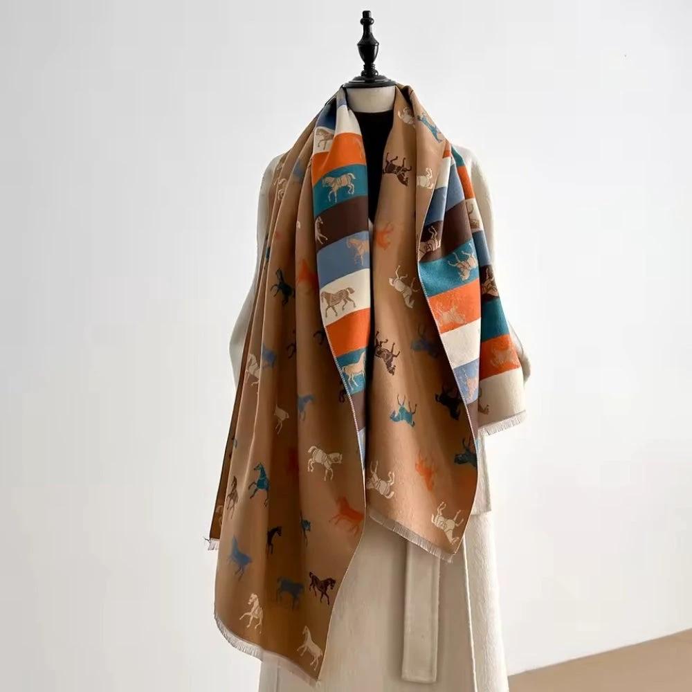 Noble Charm Horse Print Shawl Scarf by Casa & Beyond