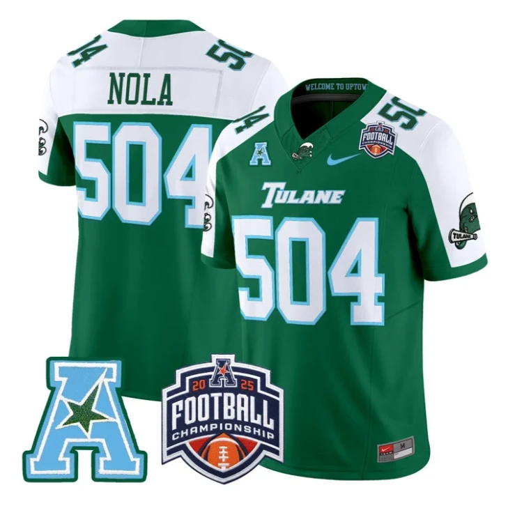 Nola Jersey #504 Tulane Green Wave 2025 AAC Championship Stitched by My Store NCAA Football Jerseys