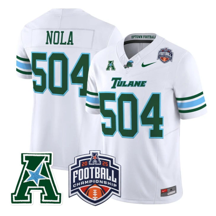Nola Jersey #504 Tulane Green Wave 2025 AAC Championship Stitched by My Store NCAA Football Jerseys