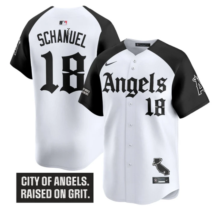 Nolan Schanuel Jersey #18 Los Angeles Angels Gothic Halo Edition Stitched by My Store