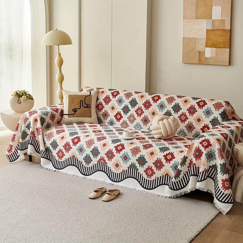 Nomad Charm Geometric Sofa Throw Cover by Casa & Beyond