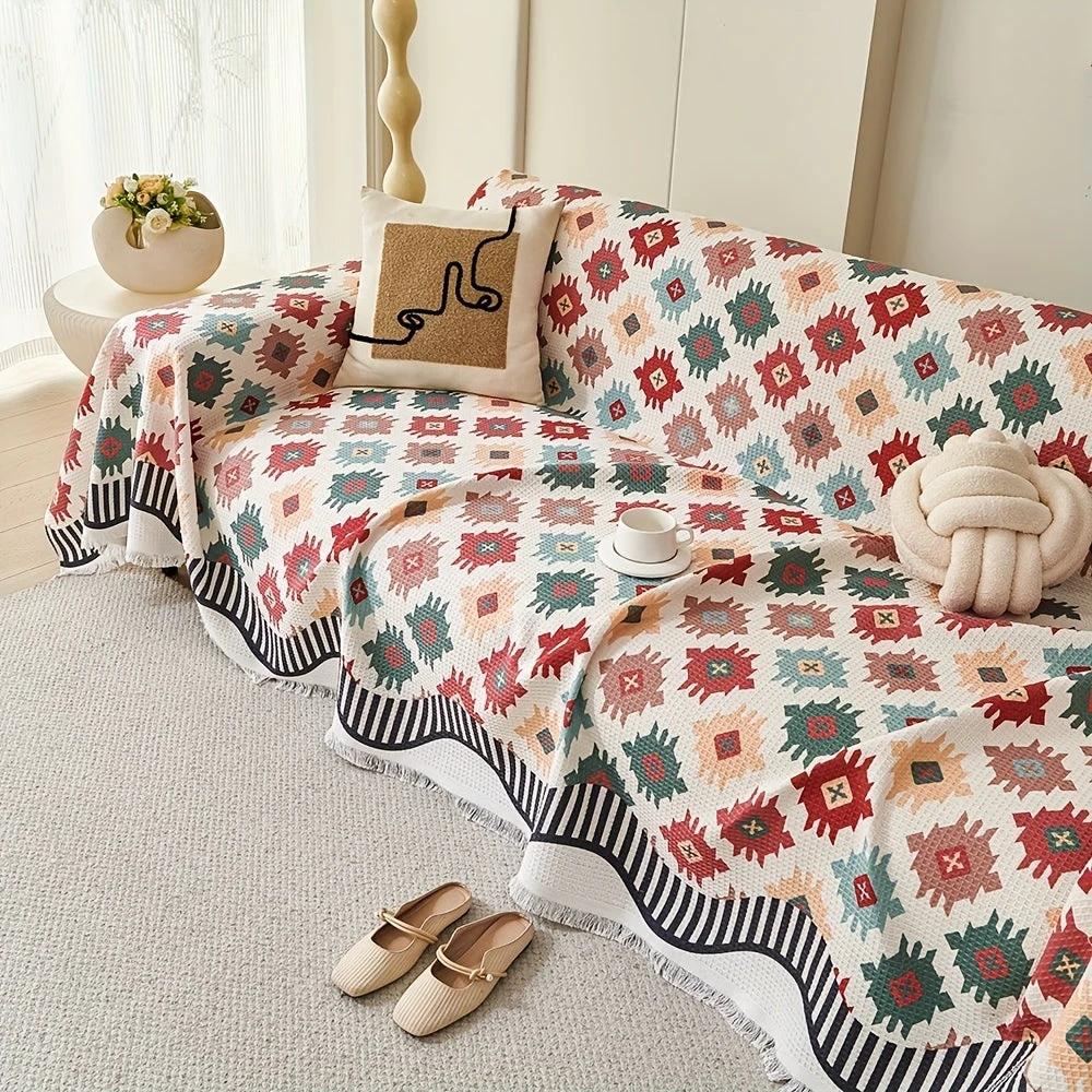 Nomad Charm Geometric Sofa Throw Cover by Casa & Beyond